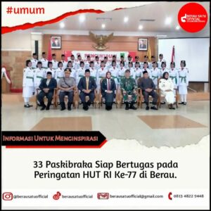 Usai Dikukuhkan, 33 Paskibraka Kabupaten Berau Siap Bertugas pada Peringatan HUT RI Ke-77