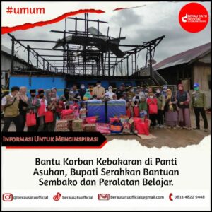 BUPATI BERAU SERAHKAN BANTUAN UNTUK PANTI ASUHAN YANG ALAMI MUSIBAH KEBAKARAN